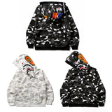 Bathing Ape Hoodie Luminous Camouflage Spotted Shark Double Hooded Zip Sweater