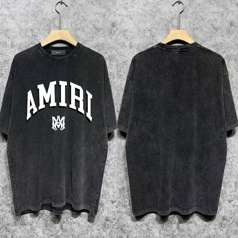 Amiri washed t-shirt spider projection printing short sleeve