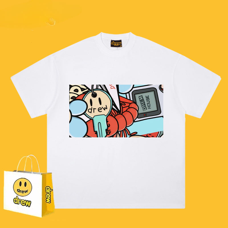 Drew T Shirts Graffiti Printing Loose Men's Short Sleeve