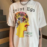 Mens Vintage T-Shirts SAINT MICHAEL CHO High Street Print Short Sleeve Hip Hop