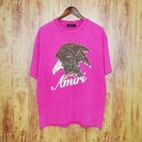 Amiri washed t-shirt brown flying eagle printing short sleeve