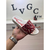 Louboutin-style red bottom shoes fashionexportcl red bottom rivets men's slippers summertrendy flip-flops lightweight non-slip beach shoes cool flip-flops