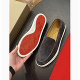 Louboutin-style red bottom shoes clfashioncasual loafers export classic pure color canvas breathable trendycasualstylish men's shoes