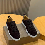 Louboutin-style red bottom shoes cl red bottom shoes genuine leather rivets trendy shoes fashion suede casual sneakers trendyy stylish men's shoes