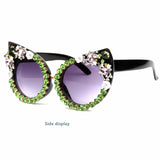 Trendy punk glasses diamond-encrusted uv protection