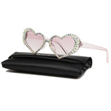 Trendy punk glasses heart diamond uv protection sunglasses