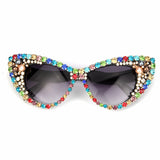 Trendy punk glasses cat eyes with diamonds