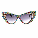 Trendy punk glasses cat eyes with diamonds