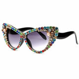 Trendy punk glasses cat eyes with diamonds
