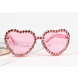 Trendy punk glasses diamond heart-shaped shade