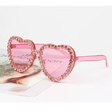 Trendy punk glasses diamond heart-shaped shade