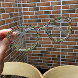 Trendy punk glasses diamond square retro