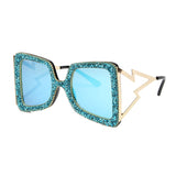 Trendy punk glasses diamond square frame uv protection