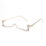 Trendy punk glasses diamond lower frame