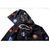 Shark Print Jacket Men'S And Women'S Cotton Shark Hooded Zipper Sweatshirt Hoodie