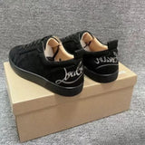 Louboutin-style red bottom shoes genuine leather classycl red bottom shoes black velvet glossy low-top sneakers accessible luxurytrendycasual men's shoes