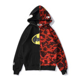 Bathing Ape Hoodie Camo Batman Zip Fleece Hooded Cardigan Shark Head Sweater Jacket