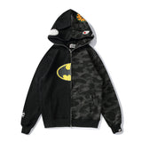 Bathing Ape Hoodie Camo Batman Zip Fleece Hooded Cardigan Shark Head Sweater Jacket