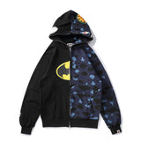 Bathing Ape Hoodie Camo Batman Zip Fleece Hooded Cardigan Shark Head Sweater Jacket