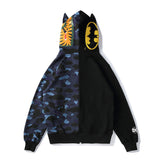 Bathing Ape Hoodie Camo Batman Zip Fleece Hooded Cardigan Shark Head Sweater Jacket