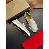 Louboutin-style red bottom shoes cl red bottom genuine leather loafers men business casual slip-on shoes easiest for matchplaid slip-on men's shoes