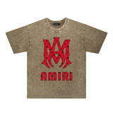 Amiri Washed Distressed T Shirt Printed Trendy Pure Cotton