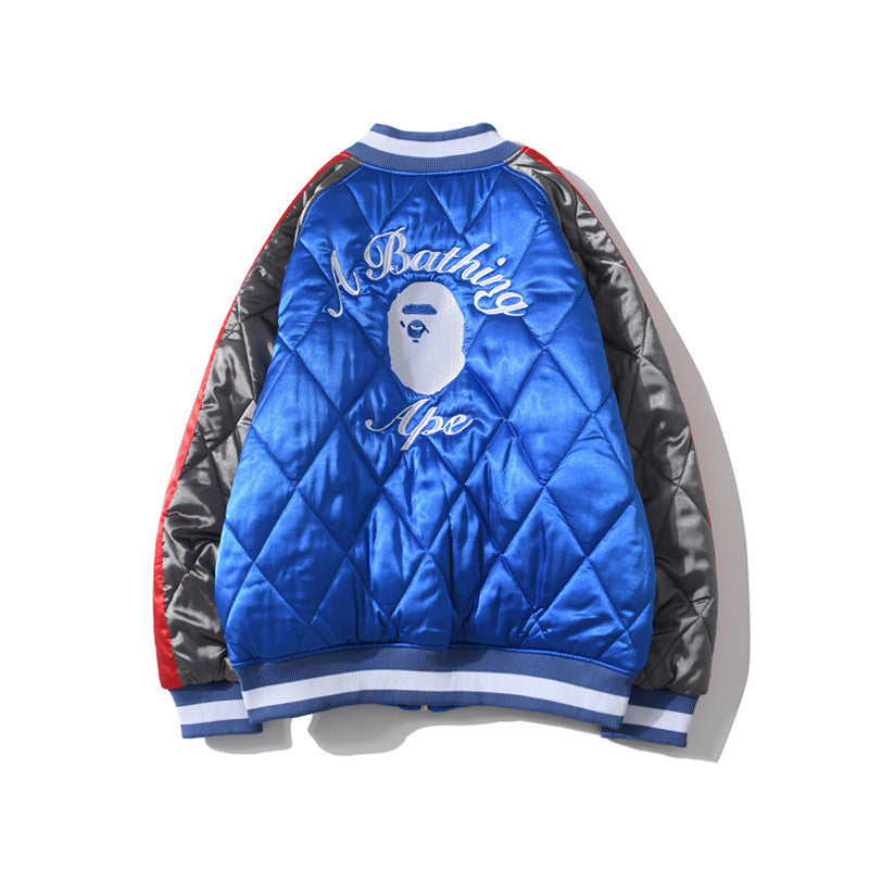 Shark Print Jacket Winter Baseball Cotton Clothing Cotton Coat Men'S Clothing
