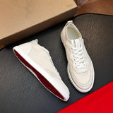 Louboutin-style red bottom shoes cl red bottom shoes men's fly woven patchwork genuine leather sneakers casualcasual breathable tie backlow ankleexport men's shoes