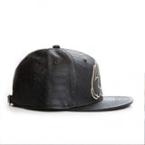 Trendy flat brimmed hat leather shade