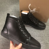 Louboutin-style red bottom shoes wintercl red bottom rivetsexport high-top sneakers tie back round toe cow suede casual shoes