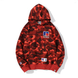 Shark Print Jacket Camouflage Male And Female Couples Wear Plus Size Loose Pullover Hoodie Sweater