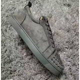 Louboutin-style red bottom shoes european station cl electric embroidered red bottom men's shoes black embroiderlow ankle shoes flatscasual shoes