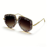 Trendy punk glasses retro sparkling diamond sunscreen