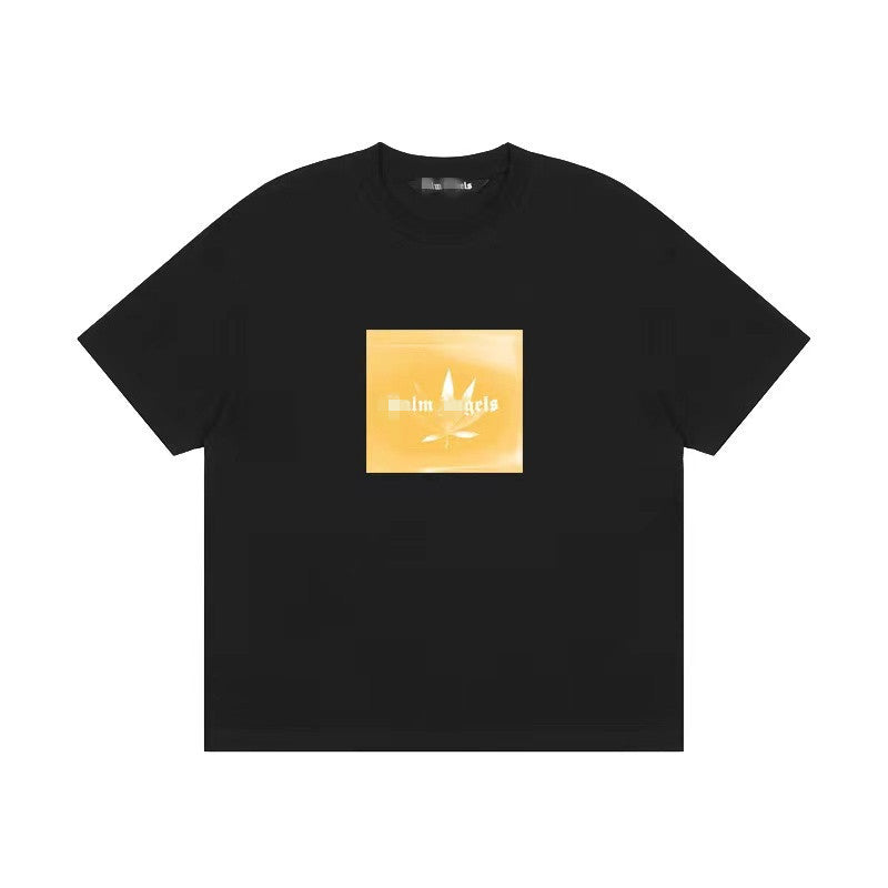 Palm Angels T Shirts Angel Leaves Letter Print Short-Sleeve T-shirt