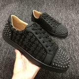 Louboutin-style red bottom shoes exportacl red bottom shoes rivets men's toe nails clcouple women's shoes rhinestone casualtrendy sneakers