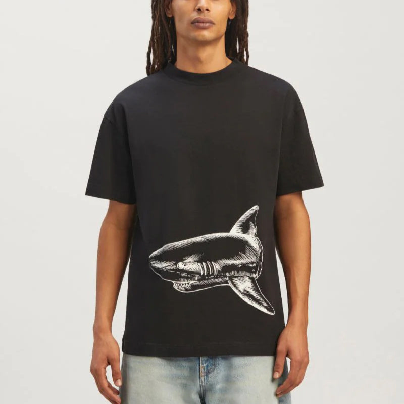 Palm Angels T Shirts Sketch Break Shark Alphabet Short Sleeve T-Shirt