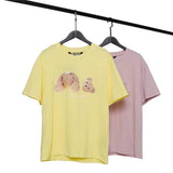 Palm Angels T Shirts Broken Bear Printed round Neck Short Sleeve T-shirt