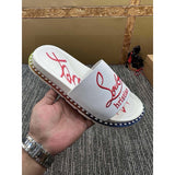 Louboutin-style red bottom shoes fashionexportcl red bottom rivets men's slippers summertrendy flip-flops lightweight non-slip beach shoes cool flip-flops
