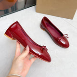 Louboutin-style red bottom shoes clfrench gentle style round toe sweetbows slip-on beautiful ballet shoes flats