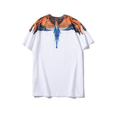 Marcelo Burlon T Shirt MB Orange Blue Wings Men's and Women's Same Hip Hop Pure Cotton