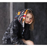 Shark Print Hoodie Tiger Head Shark Double Hood Sweater Camouflage Hoodie Youth Hooded Sweater Casual Coat