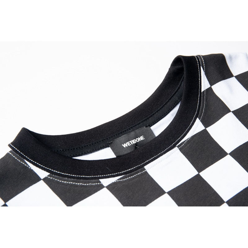 We11 Done T Shirts Black and White Plaid T-shirt for Men and Women