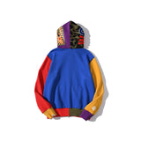 Shark Print Jacket Autumn And Winter Stitching Hooded Cardigan Zipper Sweater Coat