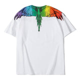 Marcelo Burlon T Shirt MB Rainbow Parrot Wings Men And Women Same Style Hip Hop