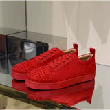 Louboutin-style red bottom shoes european station cl men's shoes rivets red bottom sneakers easiest for matchtrendy rivets couple style casual european goods