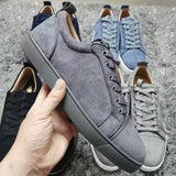 Louboutin-style red bottom shoes european station cl men's shoes rivets red bottom sneakers easiest for matchtrendy rivets couple style casual european goods