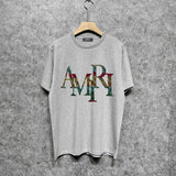 Amiri t shirts rainbow letter printing short sleeve