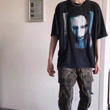 Mens Vintage T-Shirts VINTAGE Old Printed Crew Neck Short Sleeve T-Shirt