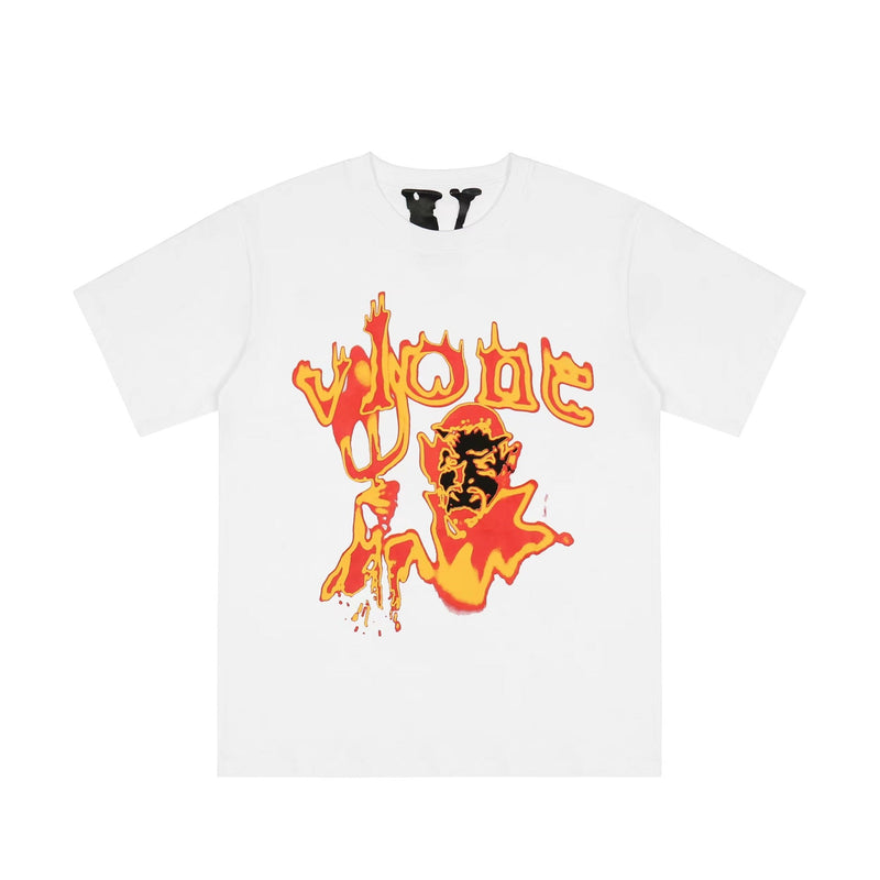 Vlone T Shirts Devil Messenger Large V Printed Short Sleeve T-shirt Men and Women Couple Hip Hop Half Sleeve