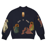 Jesus Is King Sweater Men and Women Three Gods Male and Female Student Couple Foam Oil Painting Sweater